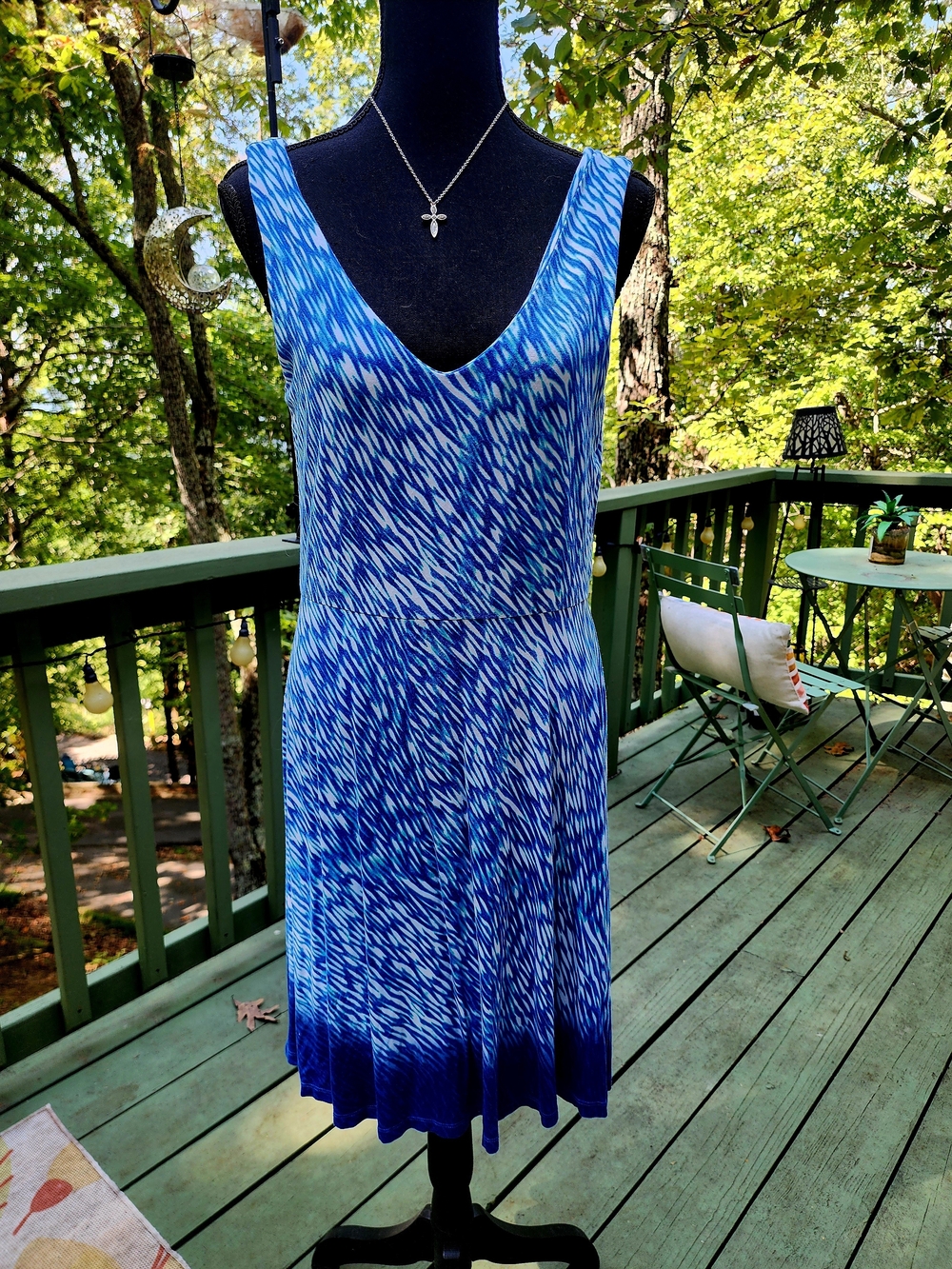 Athleta Blue & White V- Neck Dress